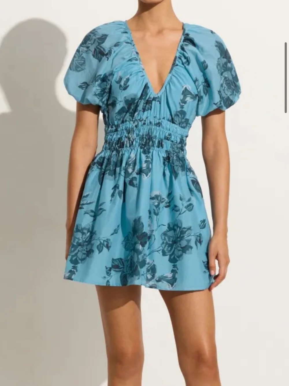 Faithfull the Brand Blue Floral Mini Dress